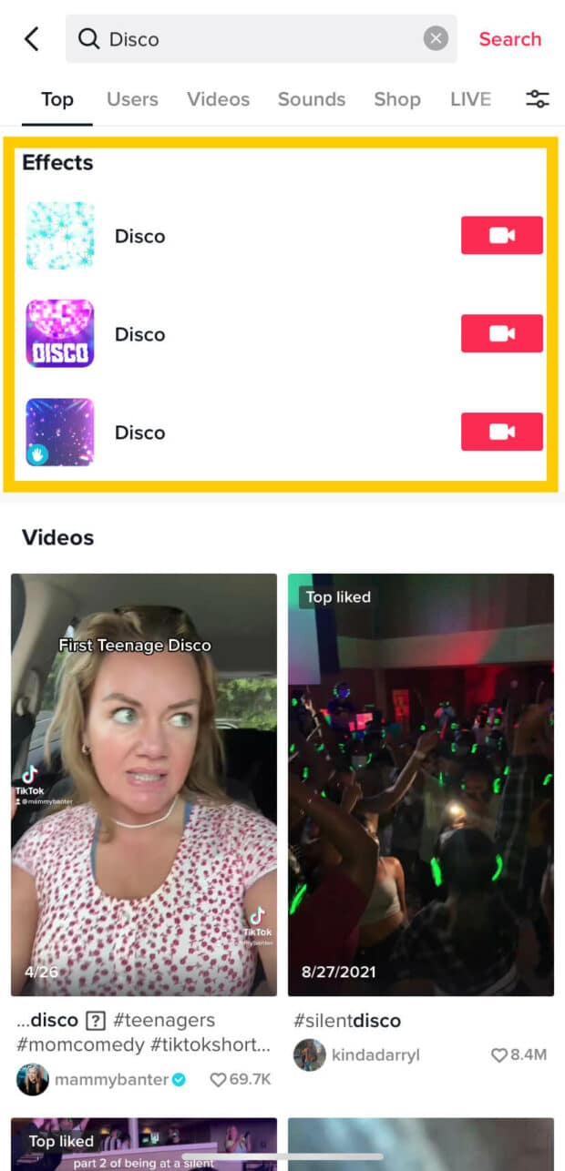 disco effect search results