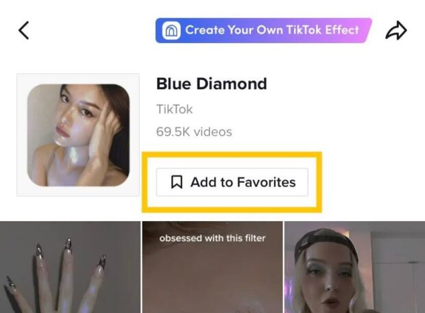 how to favorite an effect on tiktok