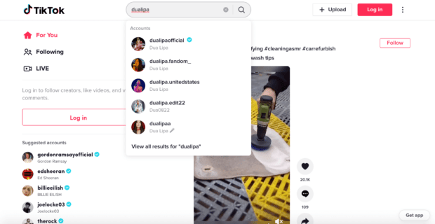 Search for someone on TikTok from your computer