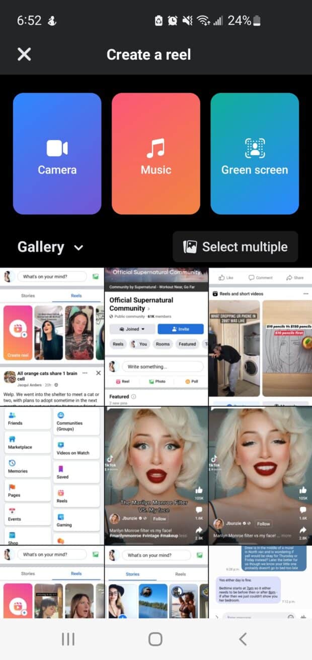 create a reel camera roll