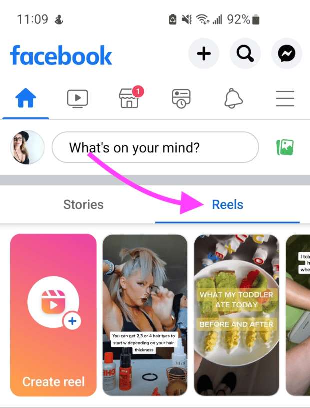 Facebook Reels on feed