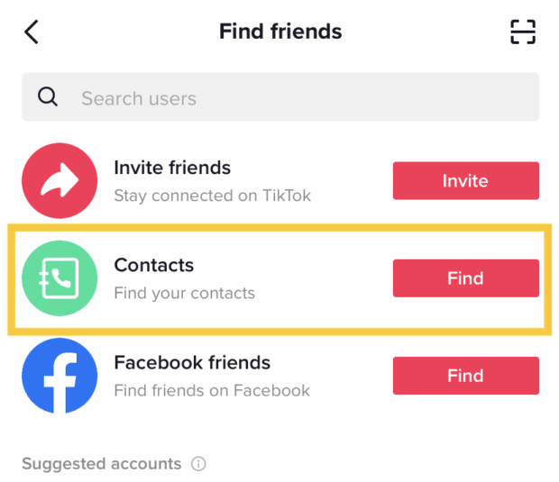 find contacts on tiktok