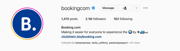 booking.com making it easier for everyone to experience the world through travel [instagram bio example]