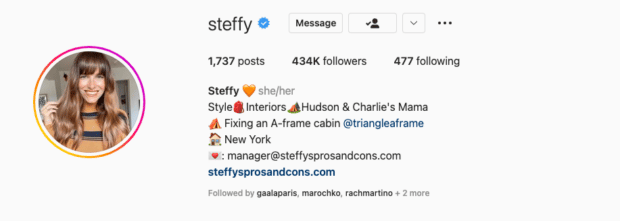 Steffy style and interiors [instagram bio example]