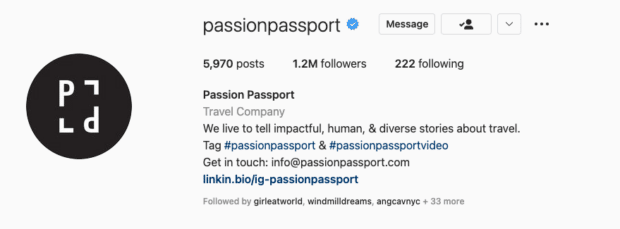 passion passport impactful human and diverse stories about travel [instagram bio example]
