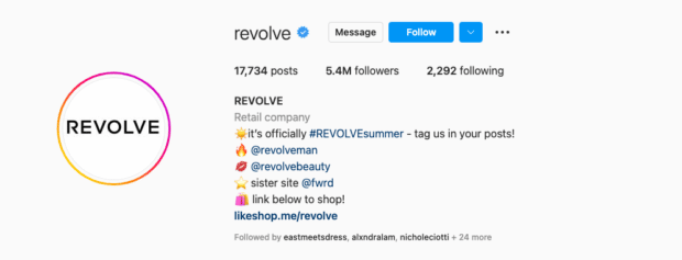 revolve summer tag in posts [instagram bio example]
