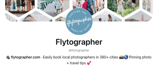 Flytographer easily book local photographers in 30+ cities [pinterest bio example]