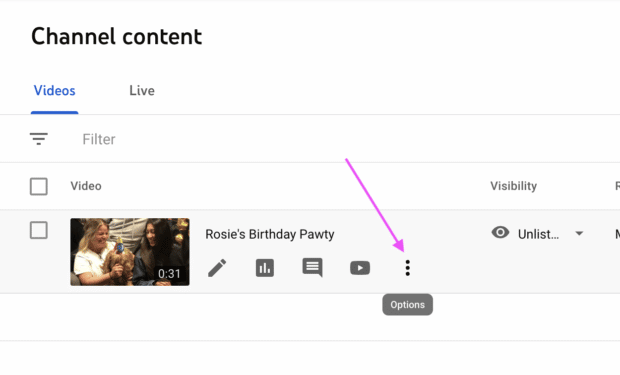 channel content vertical ellipses icon