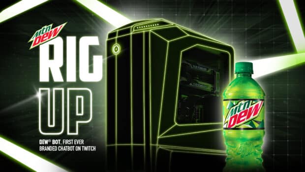 Mountain Dew Rig Up branded chatbot on Twitch