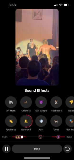 view a timeline of added sound effects on your Reel
