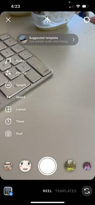 Recording screen in Instagram Reels