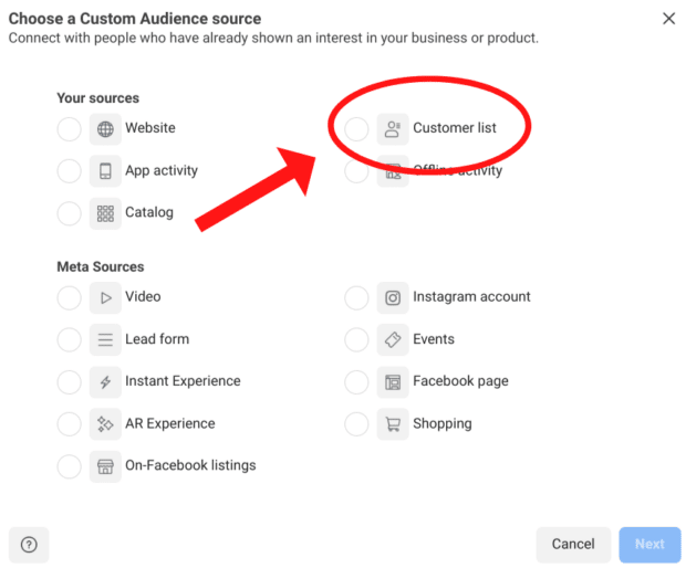 choose customer list