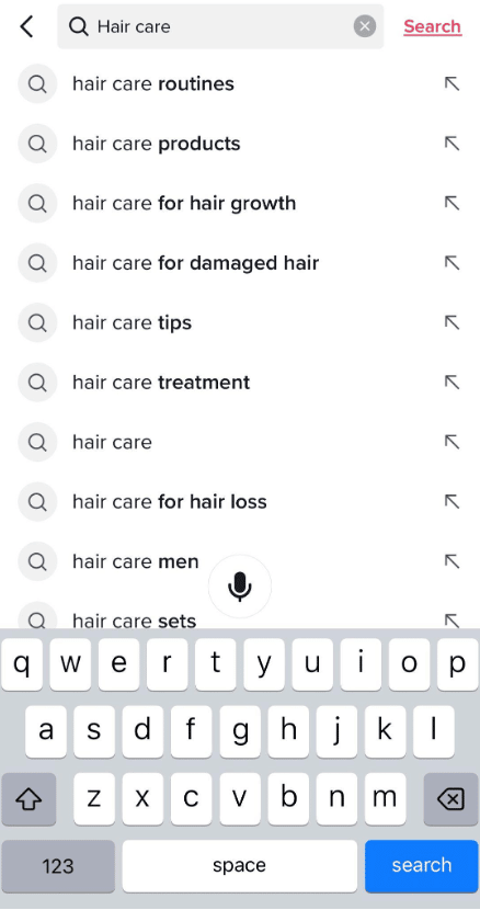 tiktok search results for "hair care"