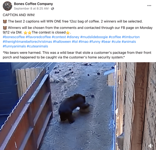 Bones Coffee Company caption and win