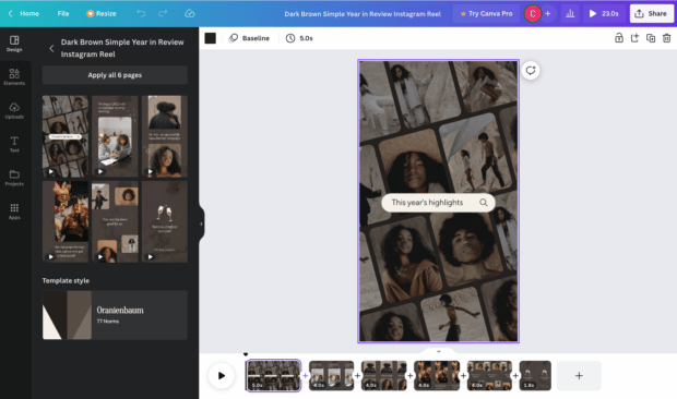grab template or upload video