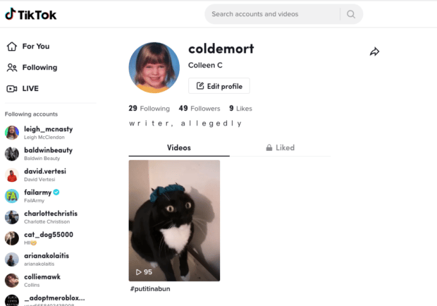 tiktok profile coldemort