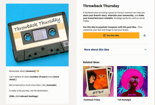 Throwback Thursday Hootsuite section embed in Composer
