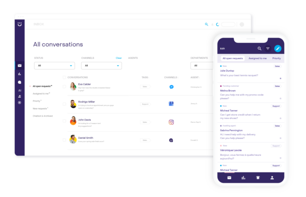 Heyday dashboard with conversations