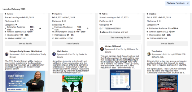 Facebook political campaign Meta Ad Library