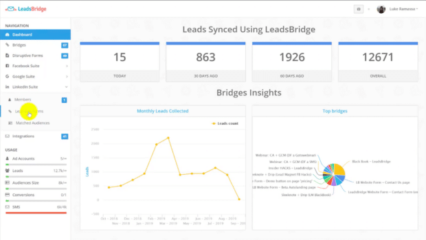 LeadsBridge insights graph