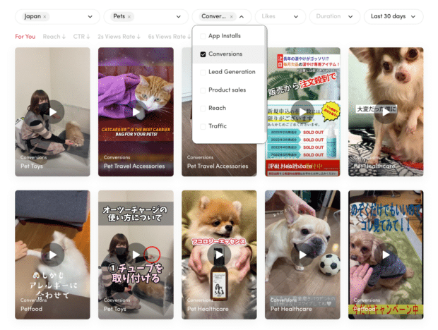 most conversions in pets ads TikTok