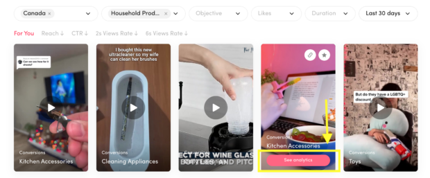 see analytics button on TikTok video