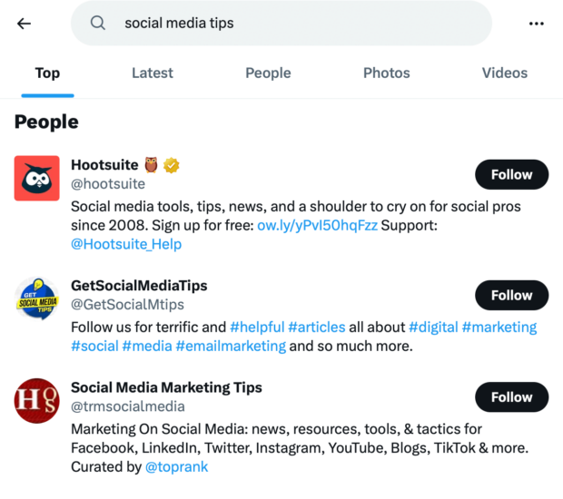 social media tips Twitter search results Hootsuite number 1