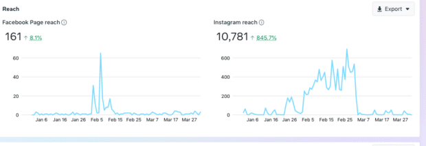 Meta Business Suite analytics Facebook and Instagram page reach