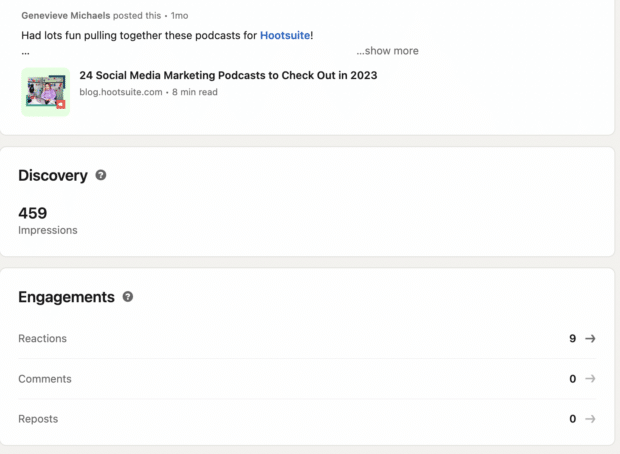 LinkedIn Discovery and Engagements