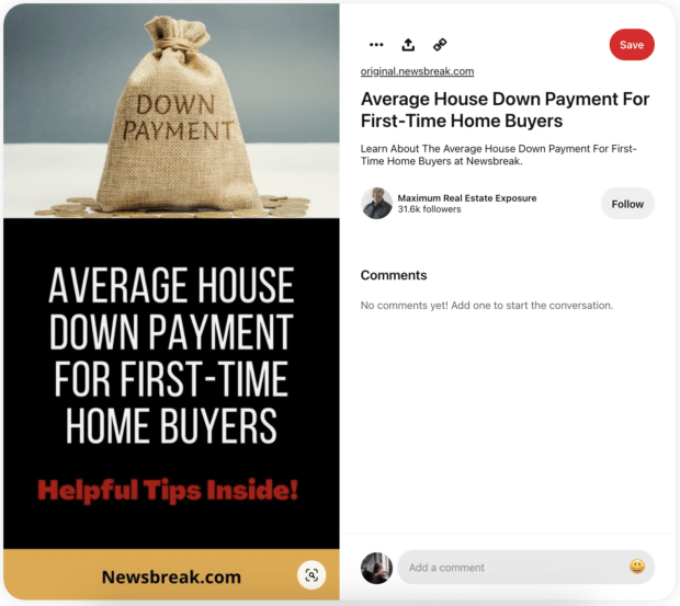 average house down payment for first-time home buyers on Pinterest