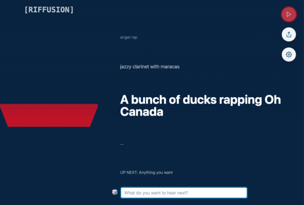 Riffusion original audio ducks rapping Oh Canada