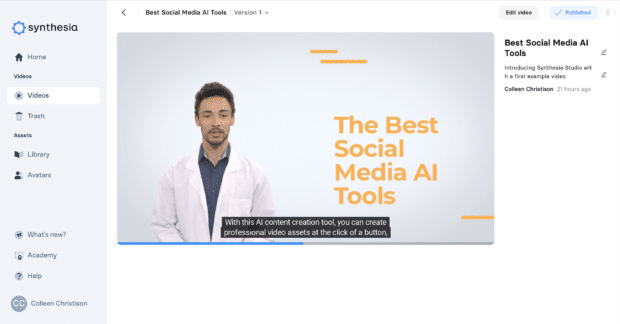 Synthesia.io the best social media AI tools