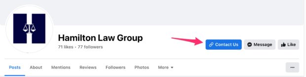 Hamilton Law Group Facebook contact us option