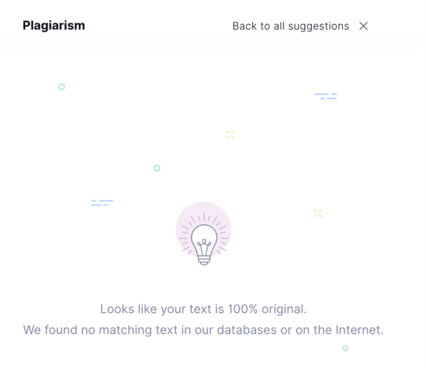grammarly plaigarism checker showing no errors in content