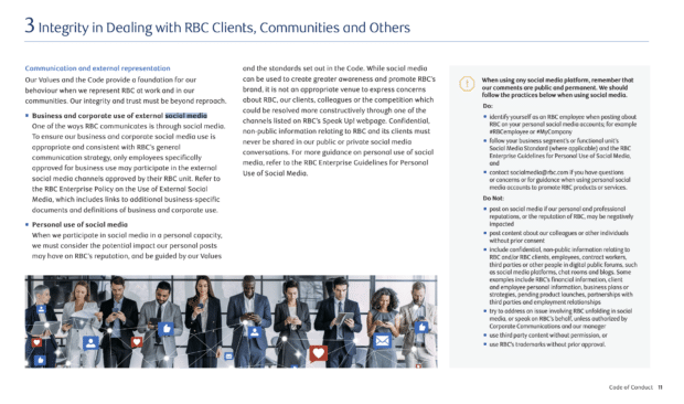 page on integrity in dealing with clients, from the royal bank privacy policy