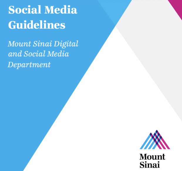 Healthcare social media policy example: Mount Sinai Digital and Social Media Department, document cover