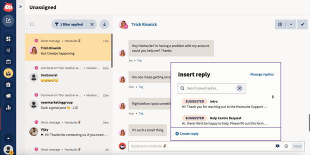 Hootsuite Inbox direct messages