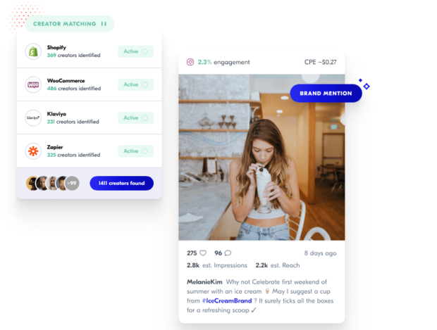 Upfluence influencer platform creator matching social platforms