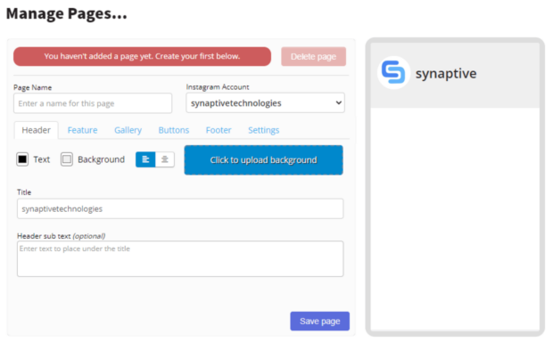 Oneclick.bio manage pages for Instagram and TikTok links