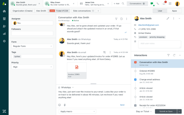 Zendesk dashboard
