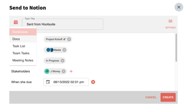send to Notion collaborative workspace