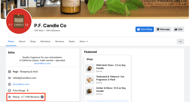P.F. Candle Co 4.7 star ratings and reviews