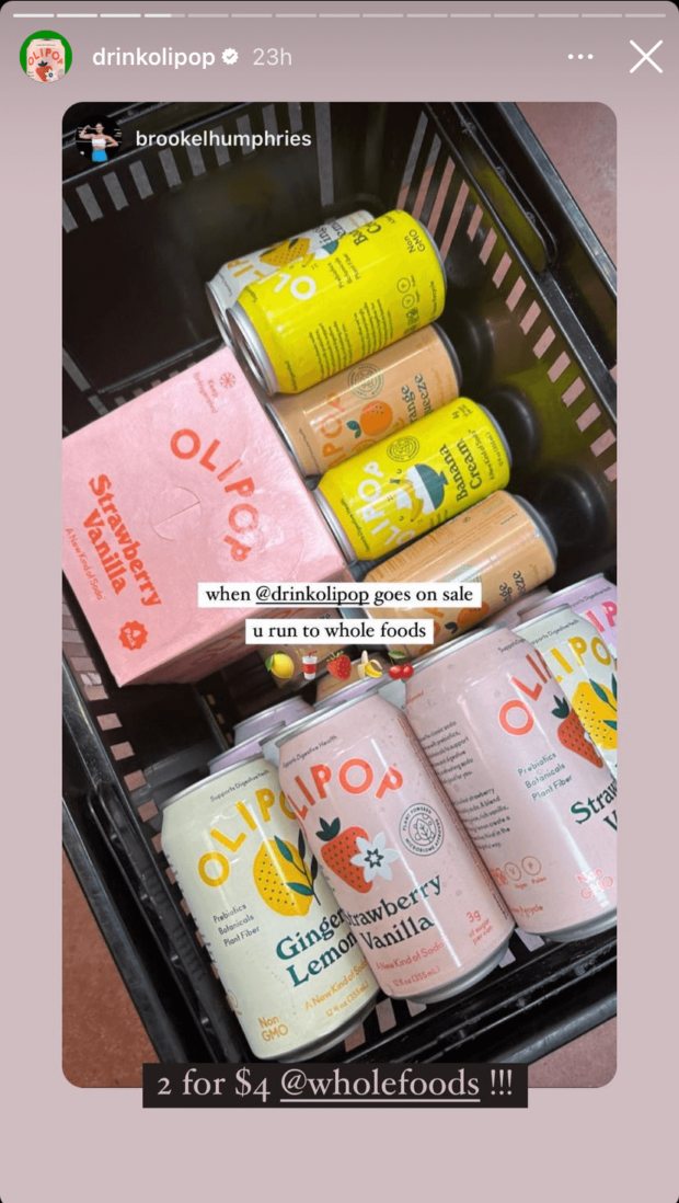 OLIPOP soda instagram story share