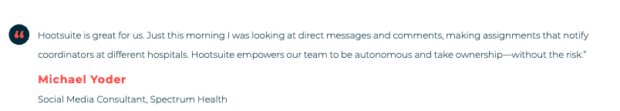 Customer quote from Spectrum Health