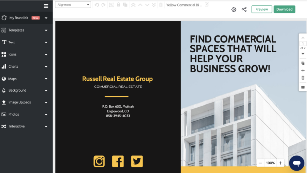 Venngage design print materials commercial real estate brochures