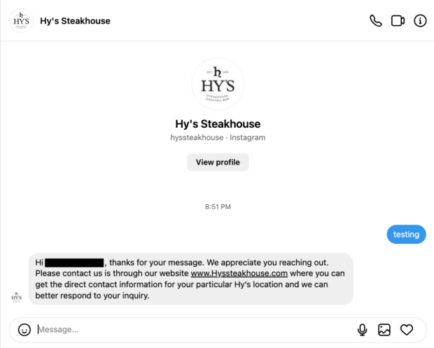Instagram automatic replies