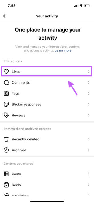 see all the posts you've liked