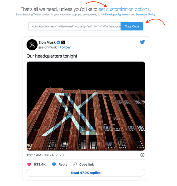 how to copy a tweet to embed it elsewhere without screenshotting