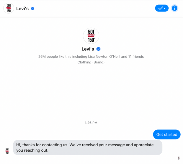 Levi's Messenger chat auto-reply