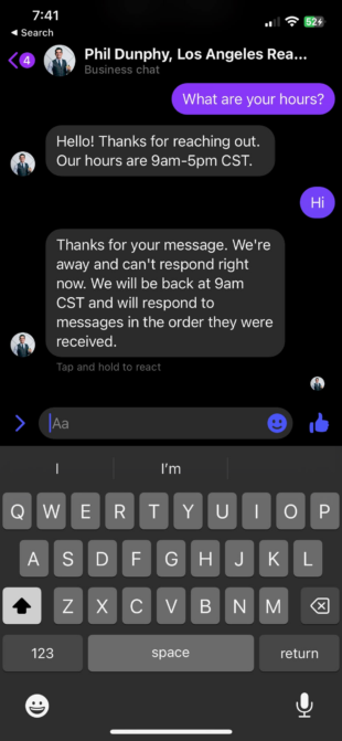 Phil Dunphy LA realtor hours via Messenger